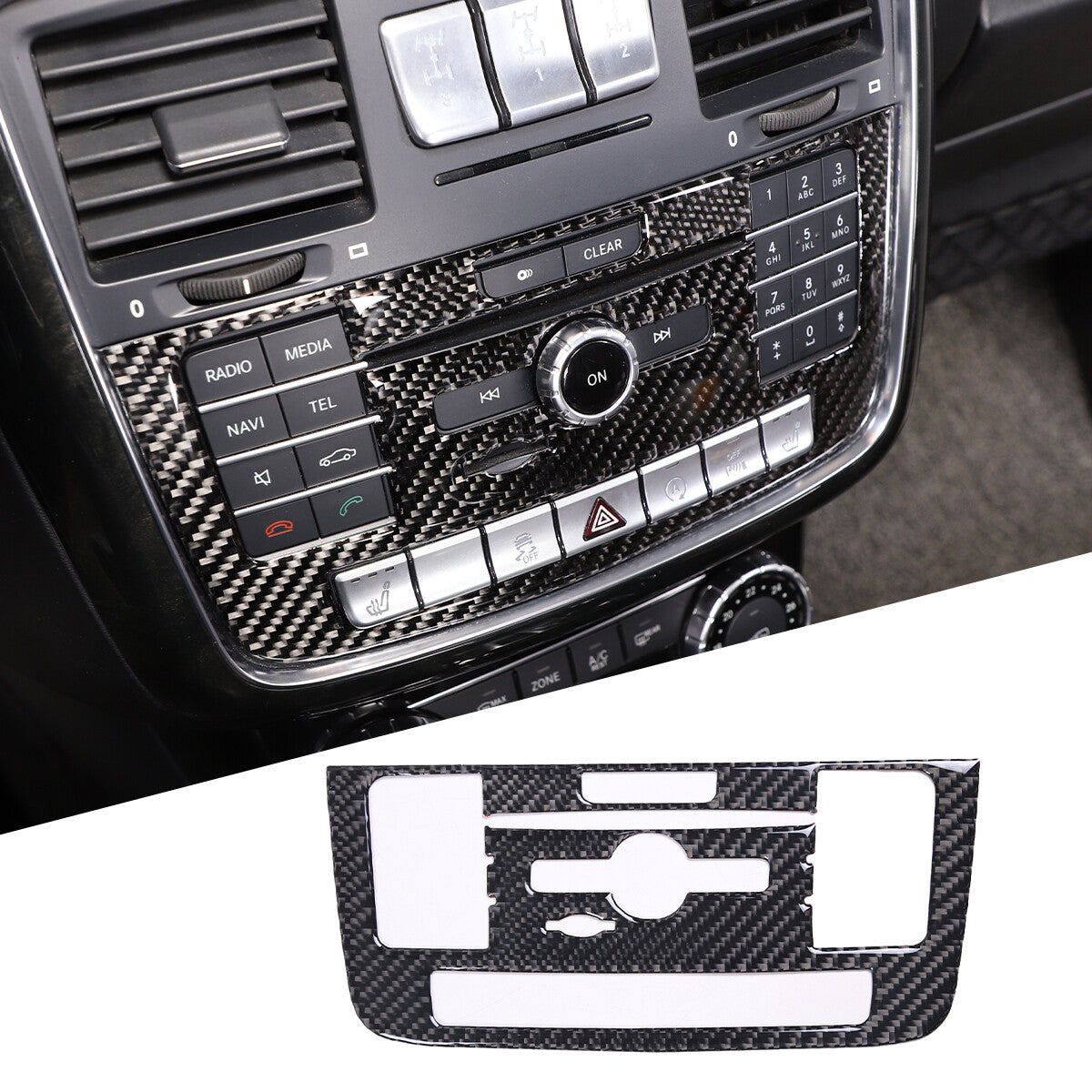Carbon fiber center control CD button trim panel for G-Class - n