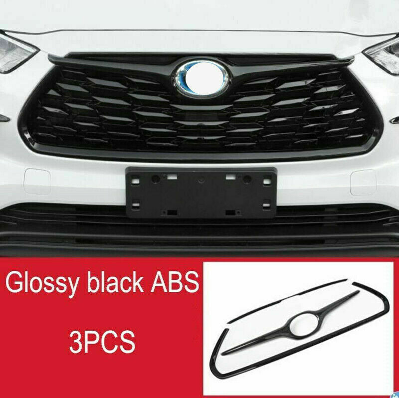 3P Grille Cover Trim for Toyota Highlander 2020-2023 Glossy Black Garnish Frame