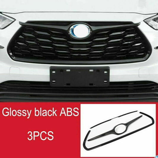 3P Grille Cover Trim for Toyota Highlander 2020-2023 Glossy Black Garnish Frame