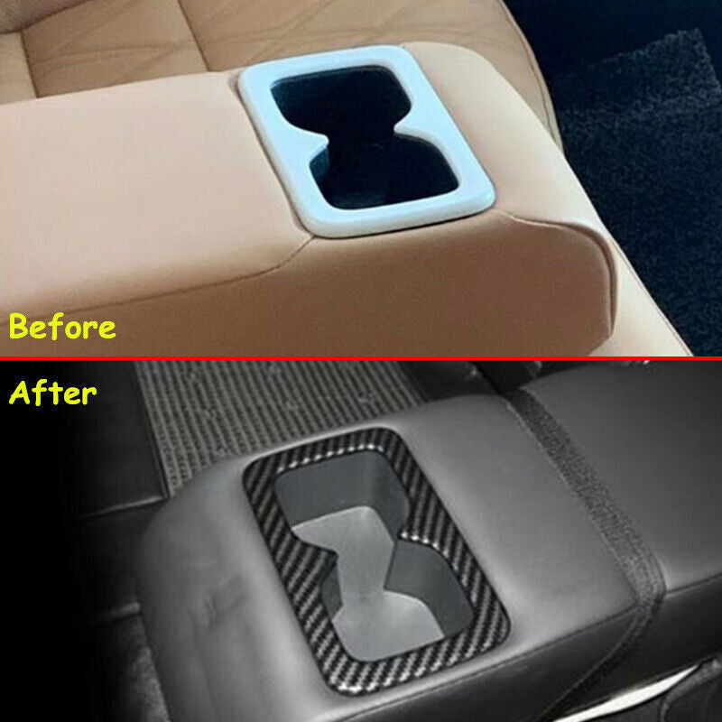ABS Carbon Fiber Rear Water Cup Holder Frame Cover Trim for Nissan Sentra 20-22
