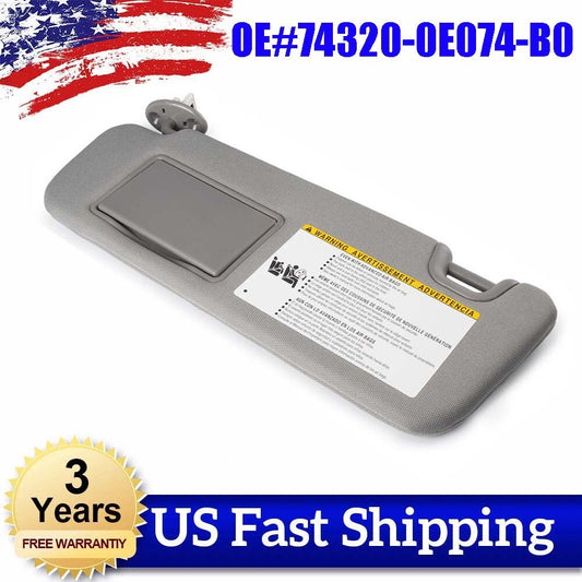 Gray left driver's side sun visor 74320-0E074-B0, suitable for Toyota Highlander 14-19 16 17