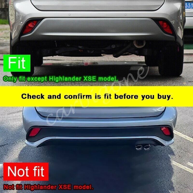 Black Look Front Rear Fog Light Cover Bumper Trims for Toyota Highlander 2020-24