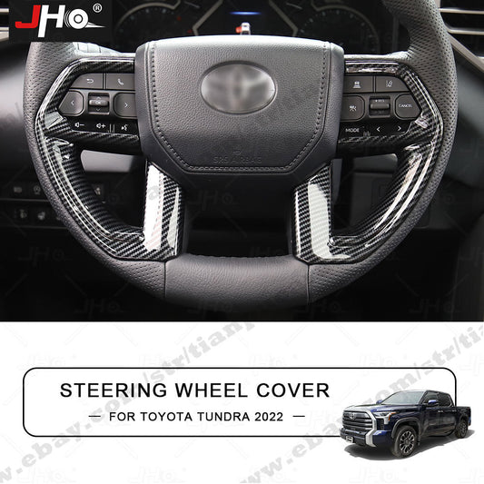 Carbon Fiber Interior Steering Wheel Trim Cover Frame Fit for Toyota Tundra 2022