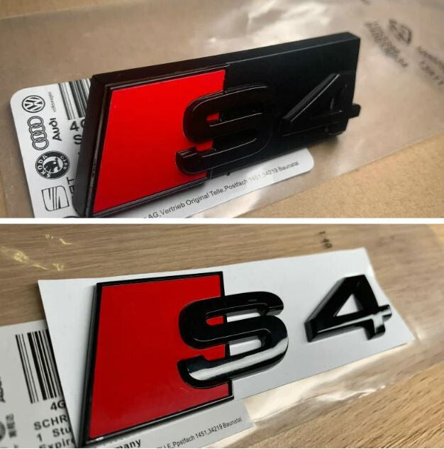 Glossy Black Rear Badge and Trunk Badge Decals for Audi S4 Hood Grille
