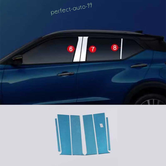 for Nissan Kicks 2018-24 Silver Steel Window Center BC Pillar Post Cover Trim 6X