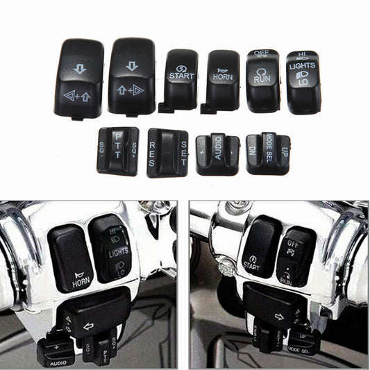10x Black Hand Control Switch Buttons Caps for Harley Touring Electra Road Glide Q