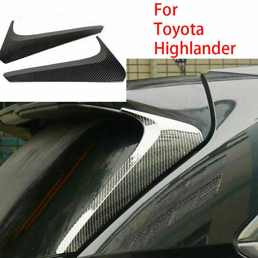 for Toyota Highlander 2014-2019 Carbon Fiber Rear Window Side Spoiler Panel Trim