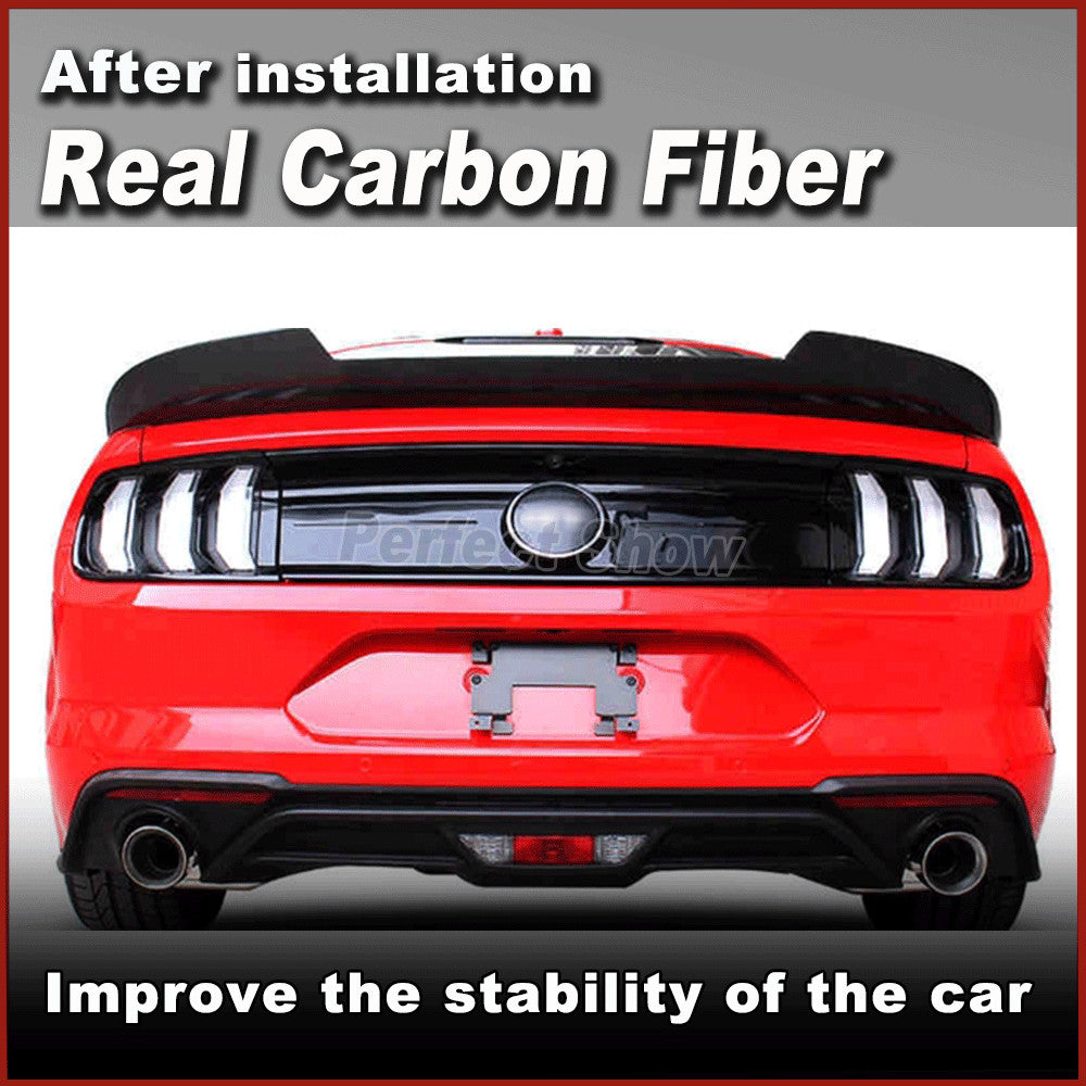 for Ford for Mustang Coupe 2015-19 REAL CARBON Rear Trunk Boot Spoiler Tail Wing Lip