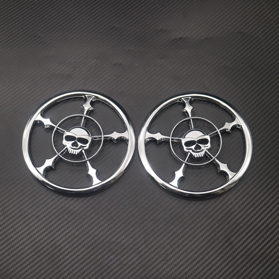 Chrome Skull Speaker Trim Grill Cover for Harley Touring Street Glide 2014-2017 Q