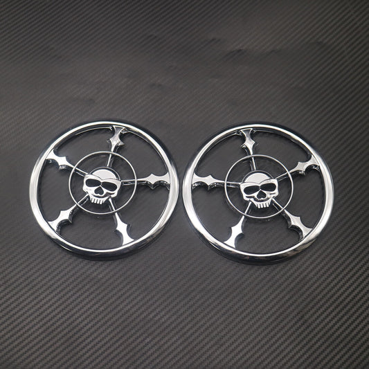 Chrome Skull Speaker Trim Grill Cover for Harley Touring Street Glide 2014-2017 Q