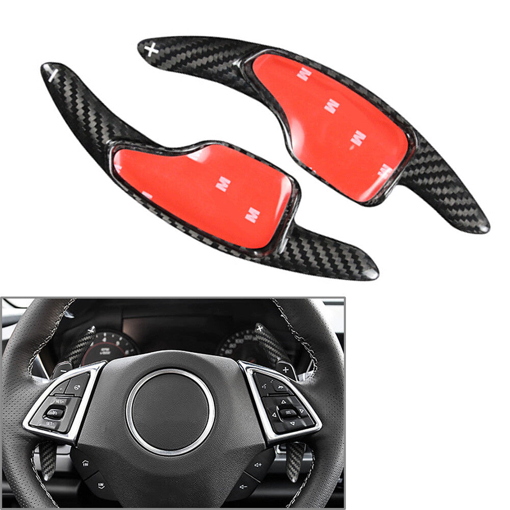 2Pcs Carbon Fiber Steering Wheel Shift Paddle Fit for Chevrolet Camaro 2016-2022