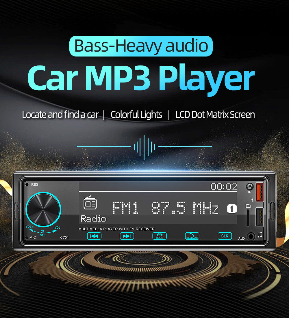 Single 1 Din Car Stereo Bluetooth MP3 Radio Player In-Dash FM TF USB Aux Input