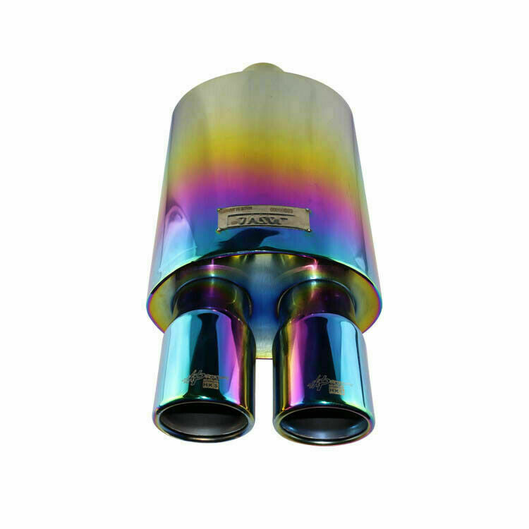 Exhaust Tip 2.5 ID Dual 3 OD Sport Sound Muffler Tip Rainbow Double Wall Tip