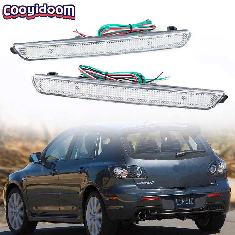 Pair of 24 LED fog lights, rear reflectors, running car headlights for Mazda 3 2004-2009