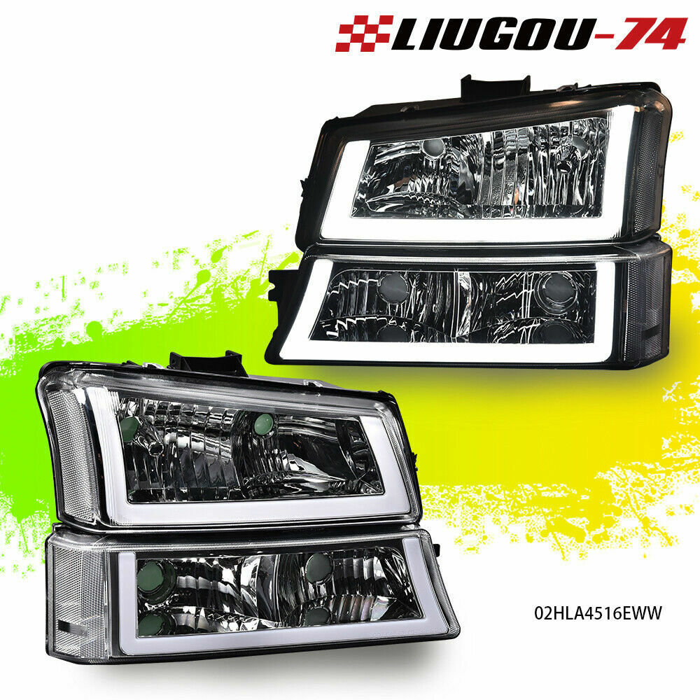 For CHROME HOUSING Transparent Headlights with LED DRL Suitable for 2003-2006 SILVERADO Brand New- v