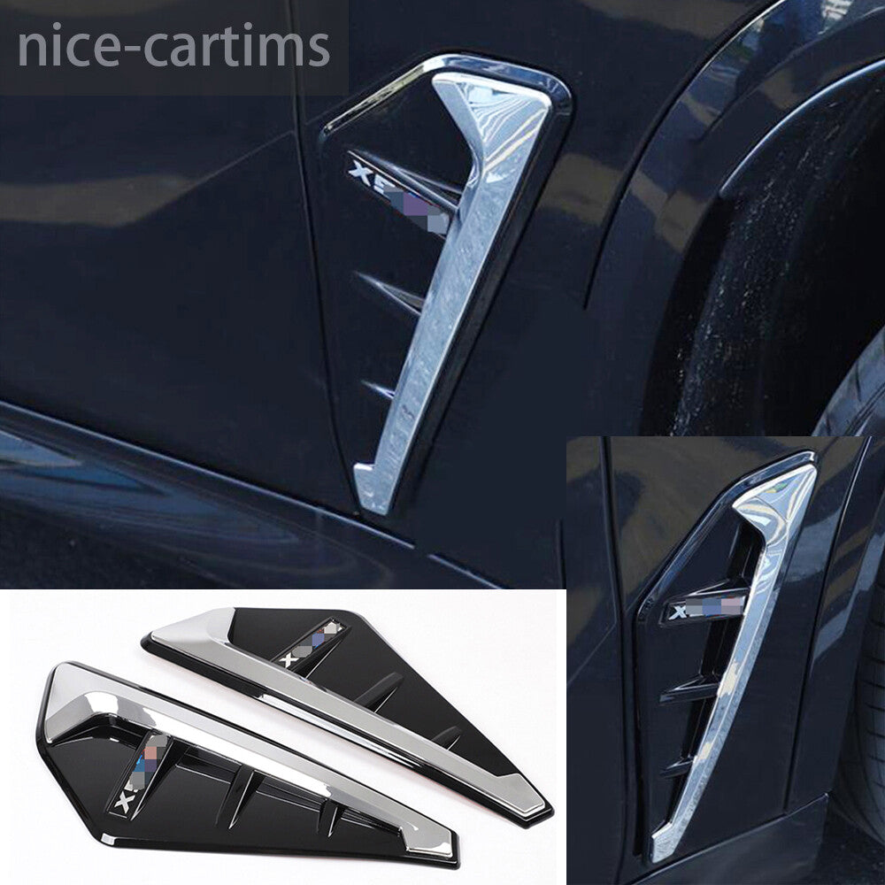 Chrome ABS Side Fender Air Vents Outlet Panel Cover for BMW X5 X5M G05 2019-2023