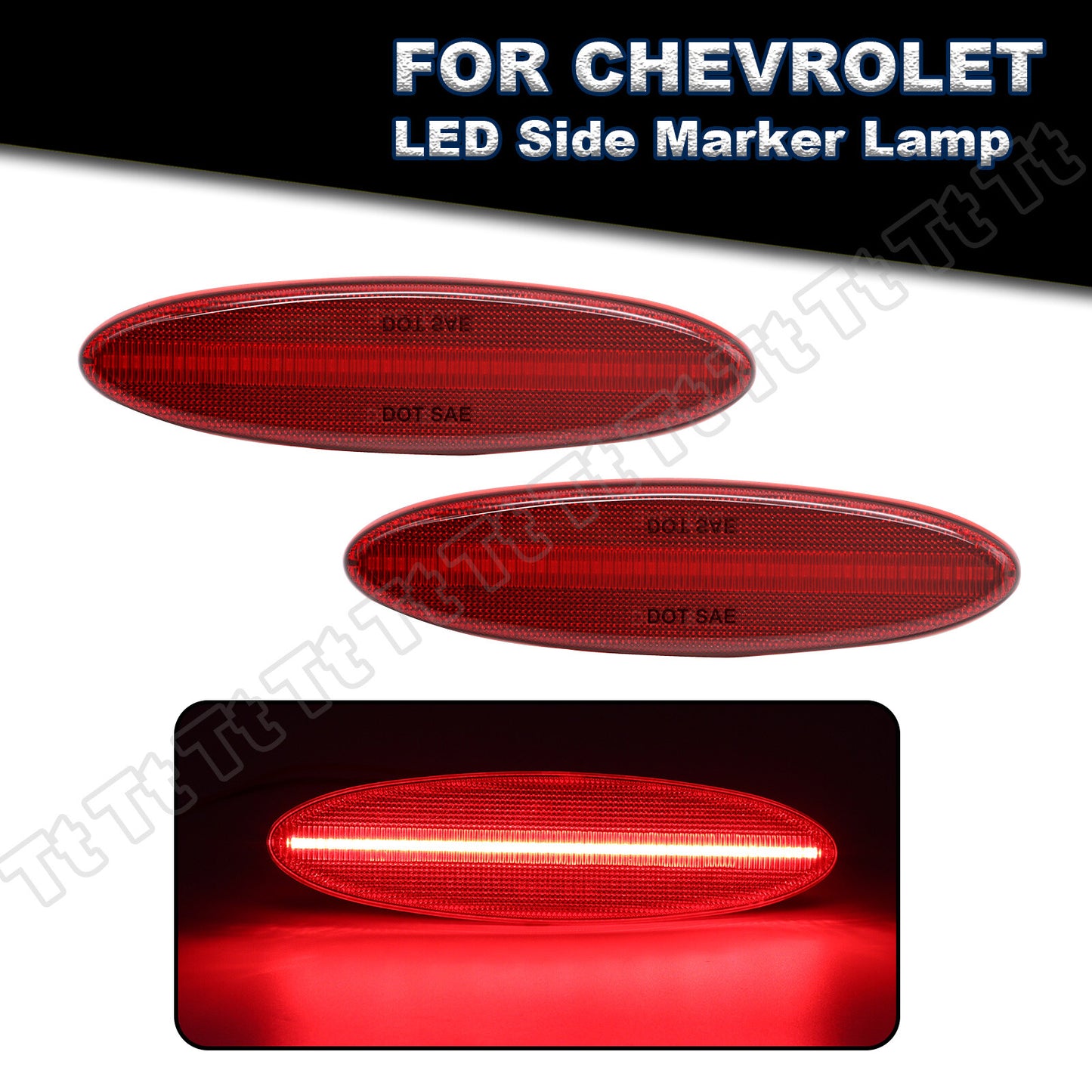 Red Lenses for 1997 - 2004 for Corvette C5 LED Rear Bumper Side Marker Lights - v