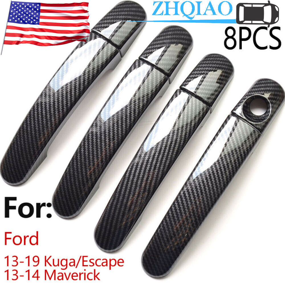 Carbon Fiber Door Handle Cover Trim for Ford 2013-2019 Escape / 2012-2018 Focus