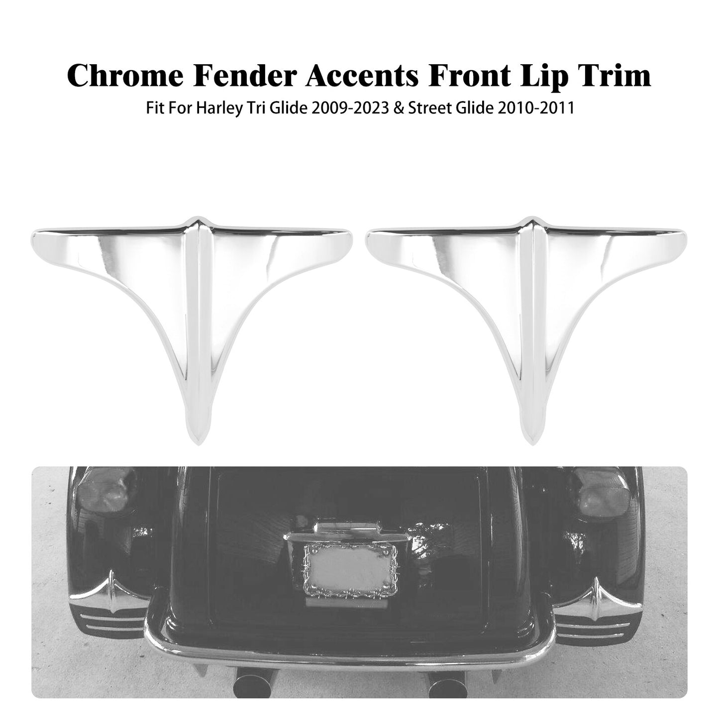 Chrome ABS Rear Fender Accents Leading Front Edge Trim for Harley Touring 09-23 Q