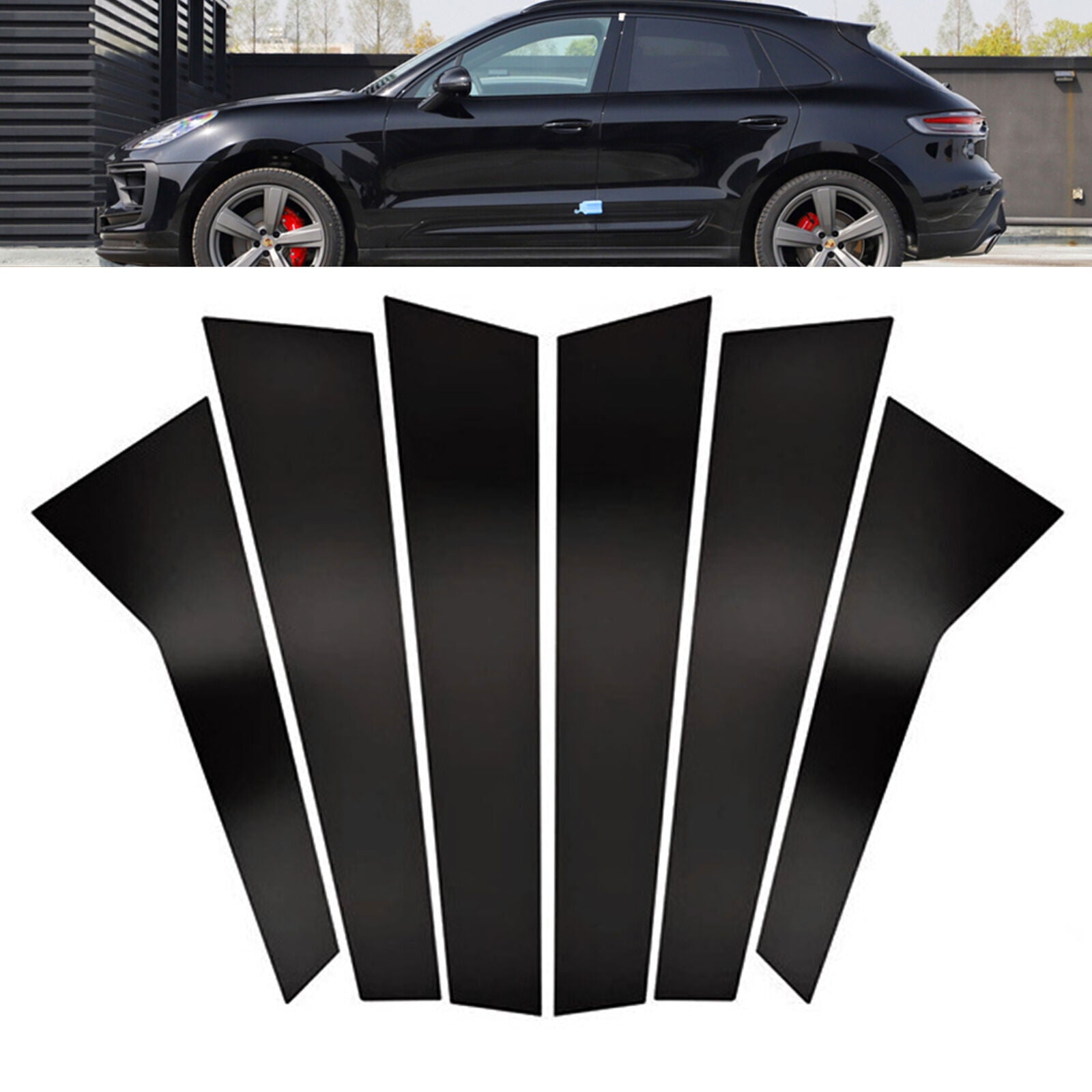 for Porsche Macan 2014-22 Piano Black Pillar Post Door Window Molding Strip Trim