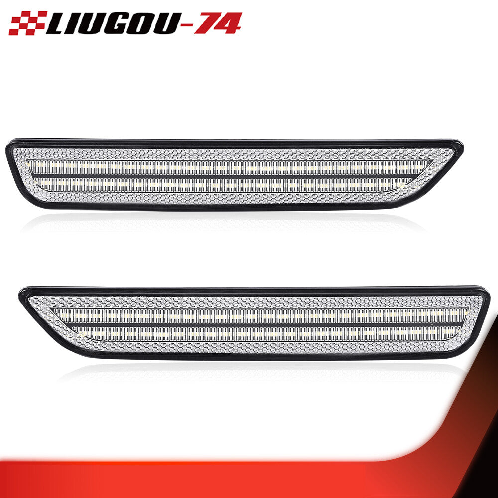Fits 2010-14 for Mustang LED Light Bar Fender Lights Side Marker Lights White - v