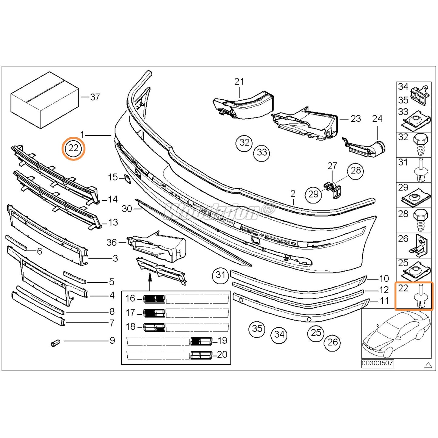 100X anti-collision door decorative bracket fixing rivets are suitable for BMW series 3 5 7 E46 E38 E39