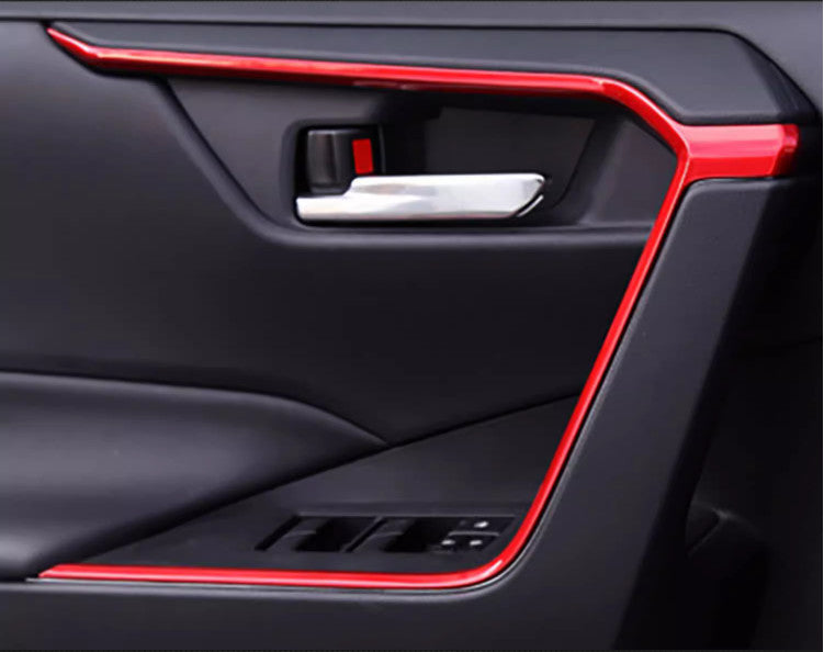 Red Interior Door Molding Strip Decor Trim For RAV4 2019-2024 v