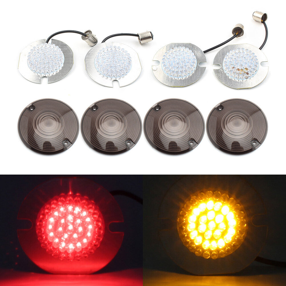 1157 Front Rear LED Turn Signals Smoked Lens Light Cover Fit for Harley Road King Q