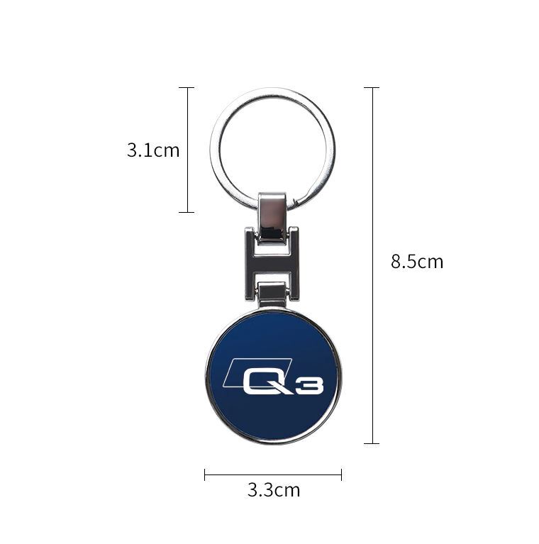 Premium alloy keychain/key ring/car accessory for Audi Q5, black.
