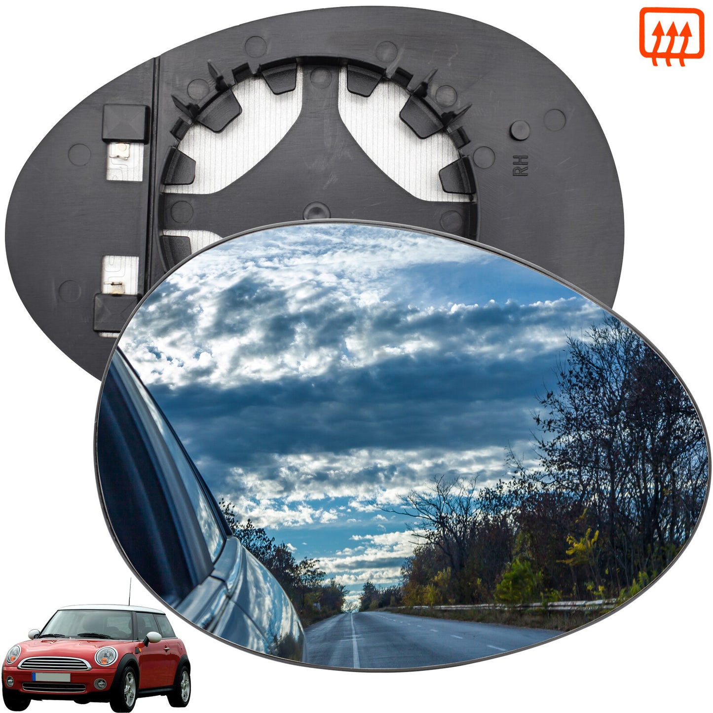 for Mini Cooper One 2006-13 Hatchback Right Side Wing Mirror Glass Heated Plate Q