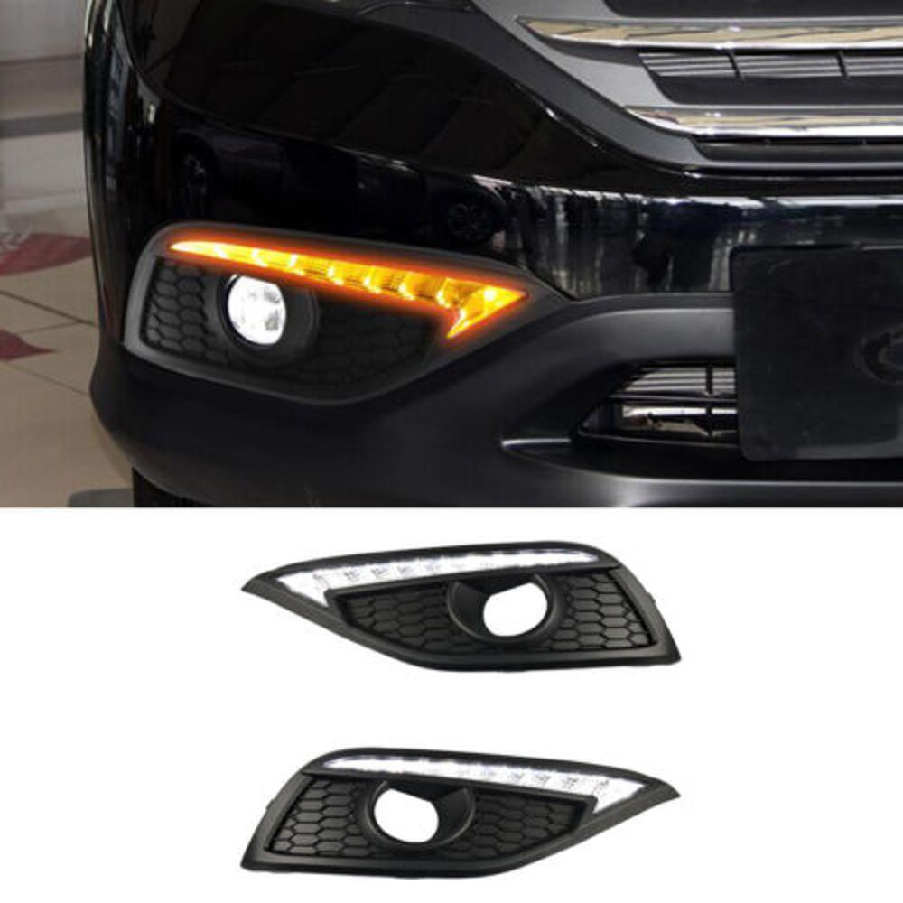 2 LED DRL front bumper fog light turn signals for Honda CRV CR-V 2012-2014