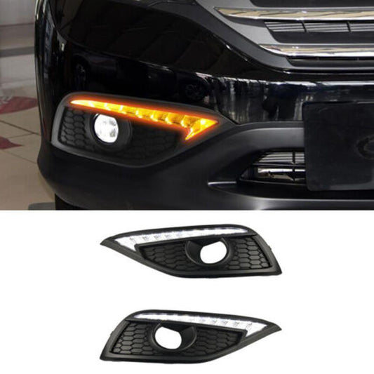 2 LED DRL front bumper fog light turn signals for Honda CRV CR-V 2012-2014