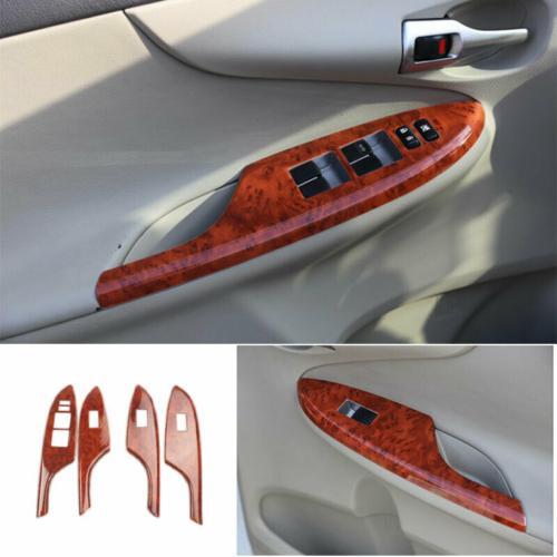 4pcs for Toyota for Corolla 2007-2013 Wood Grain Window Lift Panel Switch Cover Trim