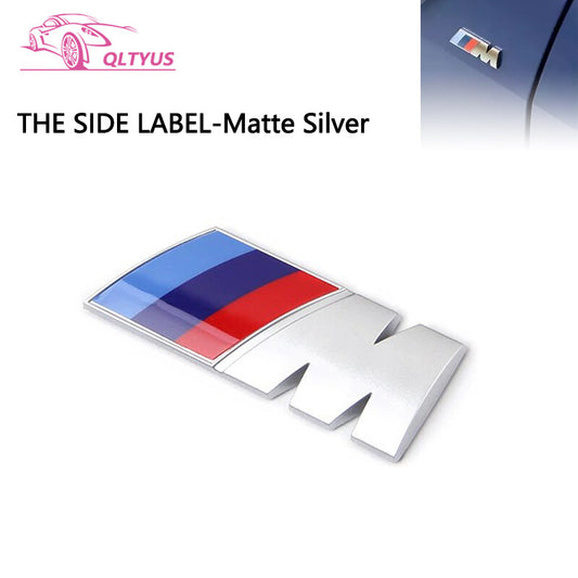 for BMW M Series Silver Trunk Emblem Lettering Decal Badge fender sticker Set