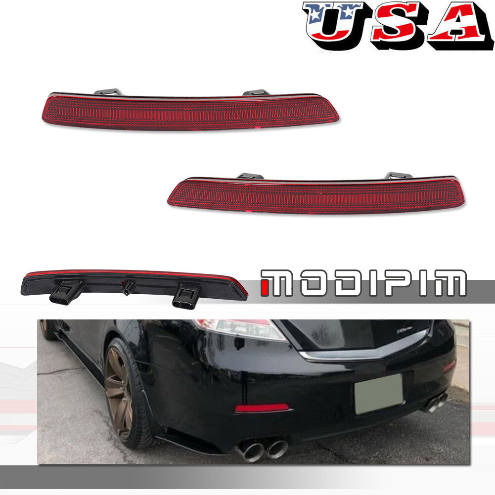Red lens rear bumper reflector lights one pair 2 piece set for 2012 2013 for Acura TL- v