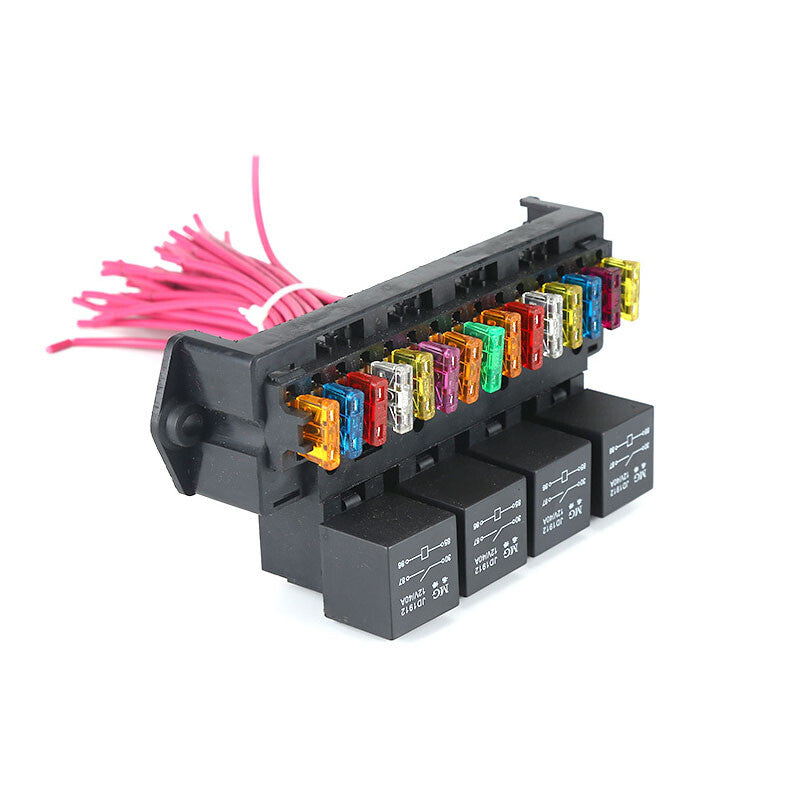 US 15-way Car Tractor Fuse Box 15PCS Blade Fuse & 4x 12V Relay Modified Set v