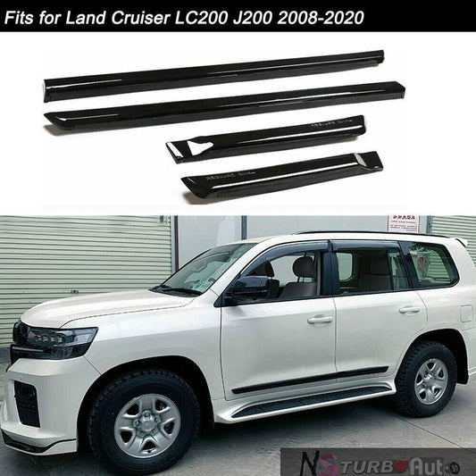 4P for Land Cruiser LC200 2013-2021 Gloss Black ABS Door Side Sill Molding Trims