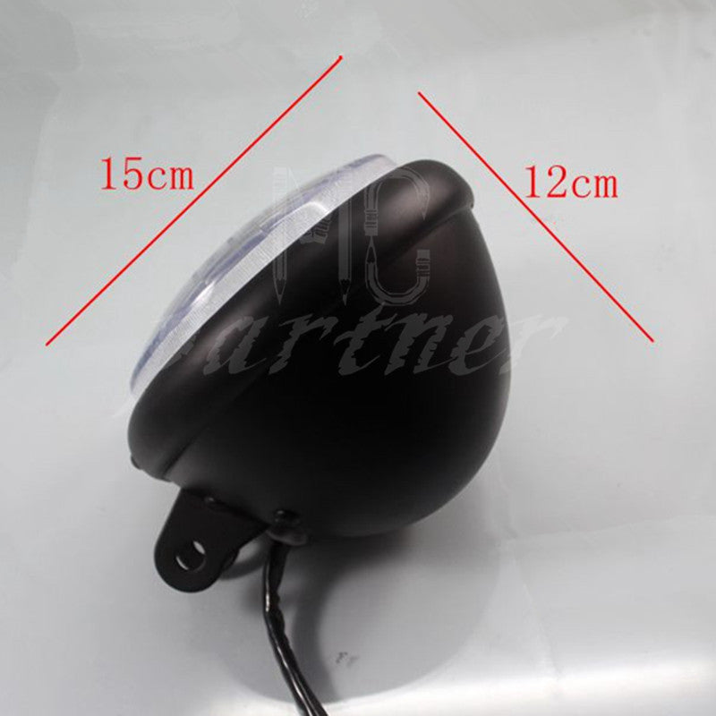 Black Motorcycle Metal Retro Headlight Fits for Harley Cafe Racer Bobber Custom Q