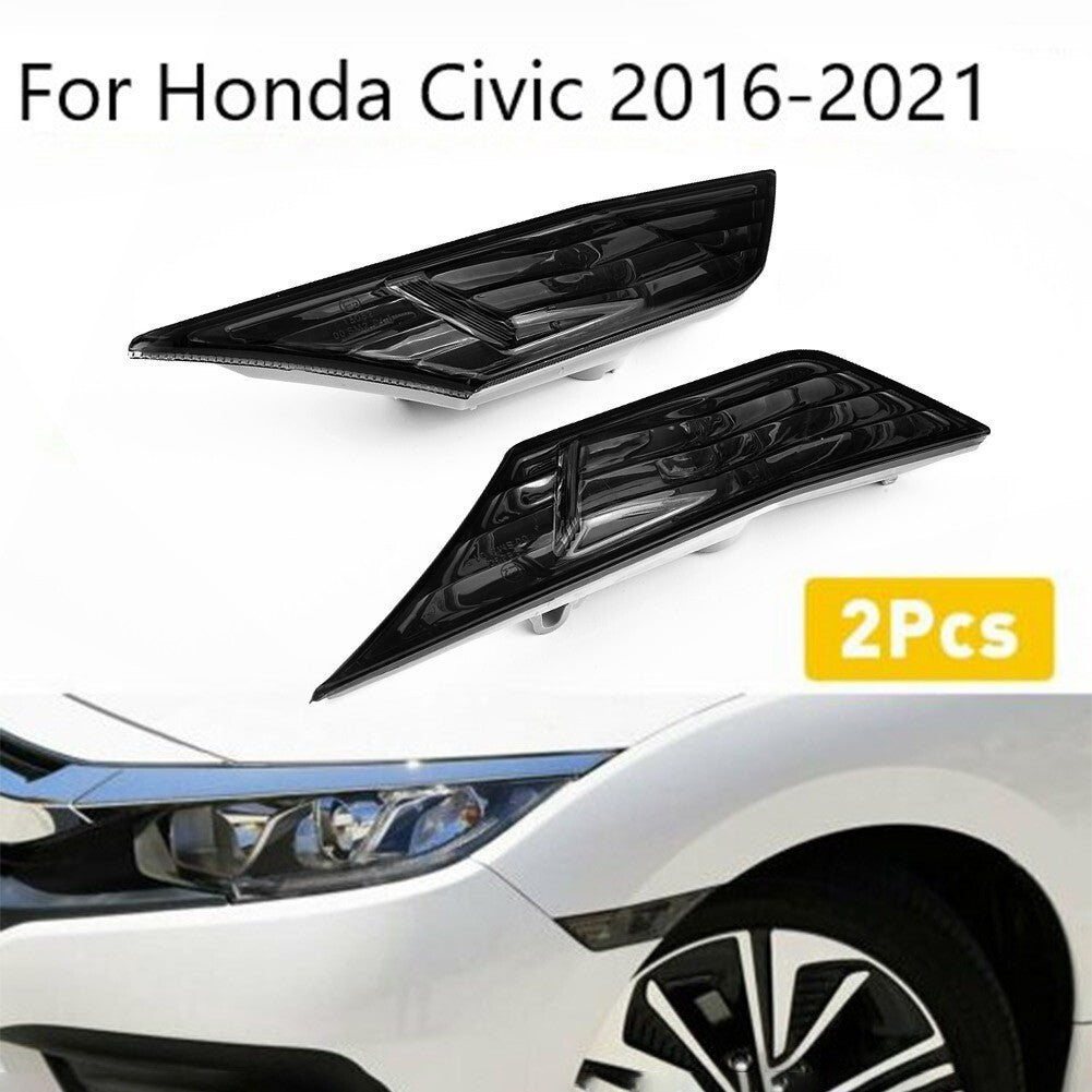 Smoked Lens LED Side Markers Turn Signal Light Lamps for Civic 2016-21 v