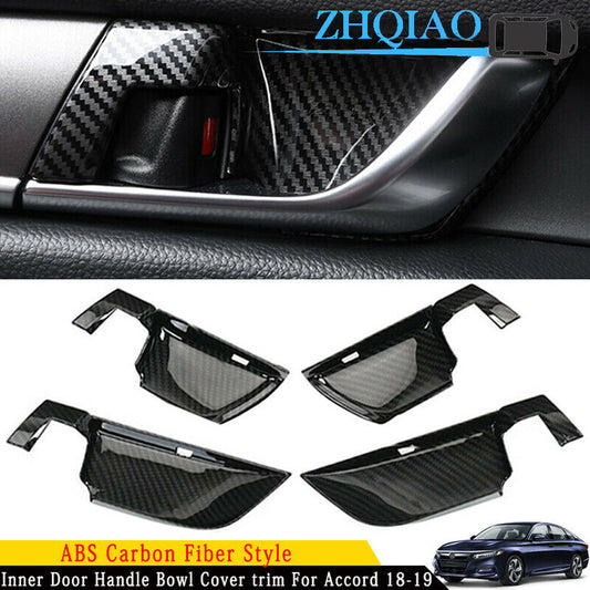 4x Carbon Fiber Car Inner Door Handle Bowl Cover Trim for Honda Accord 2018-2021