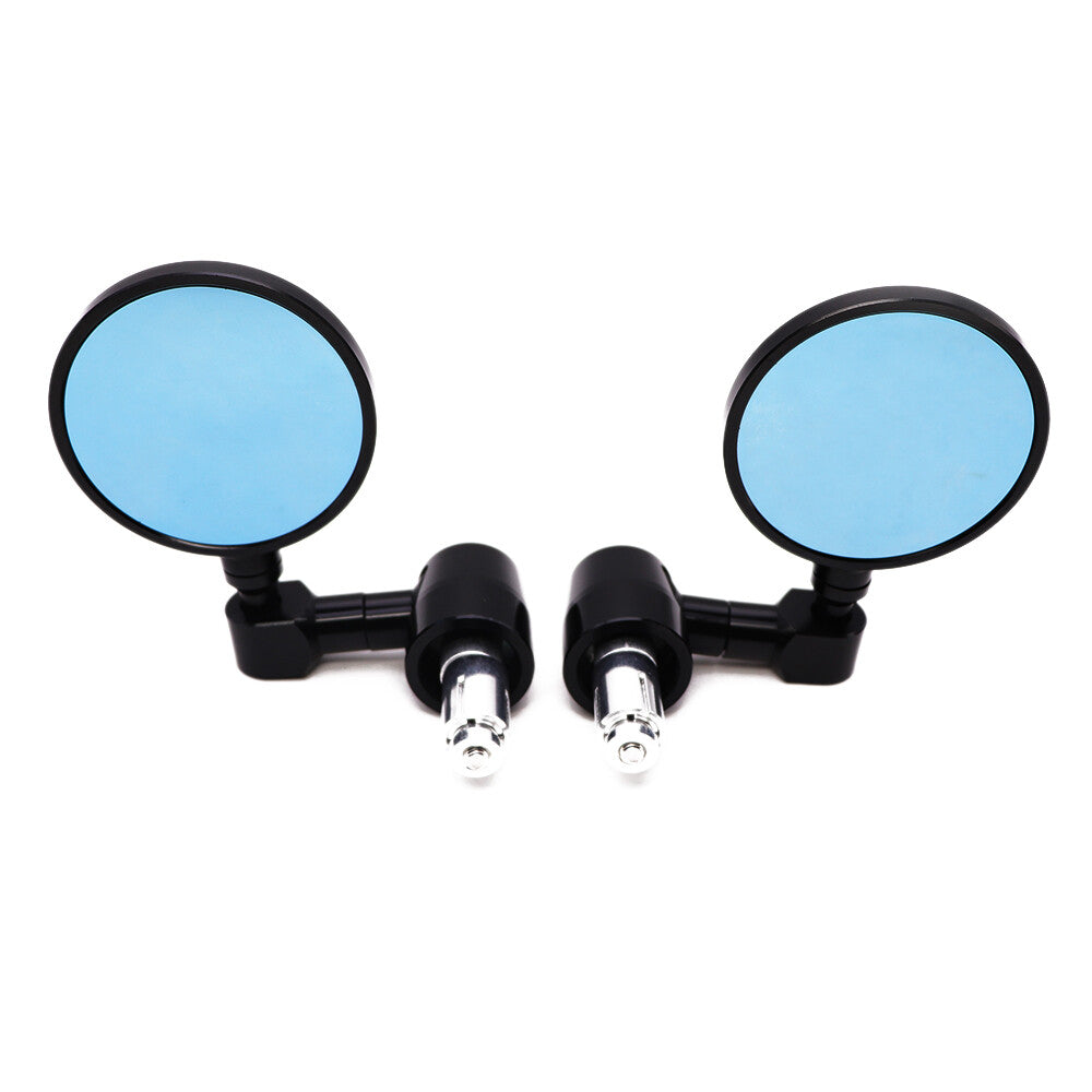 Motorcycle Black 7/8 Handle Bar End CNC Aluminum 3 Round Rearview Side Mirror Q