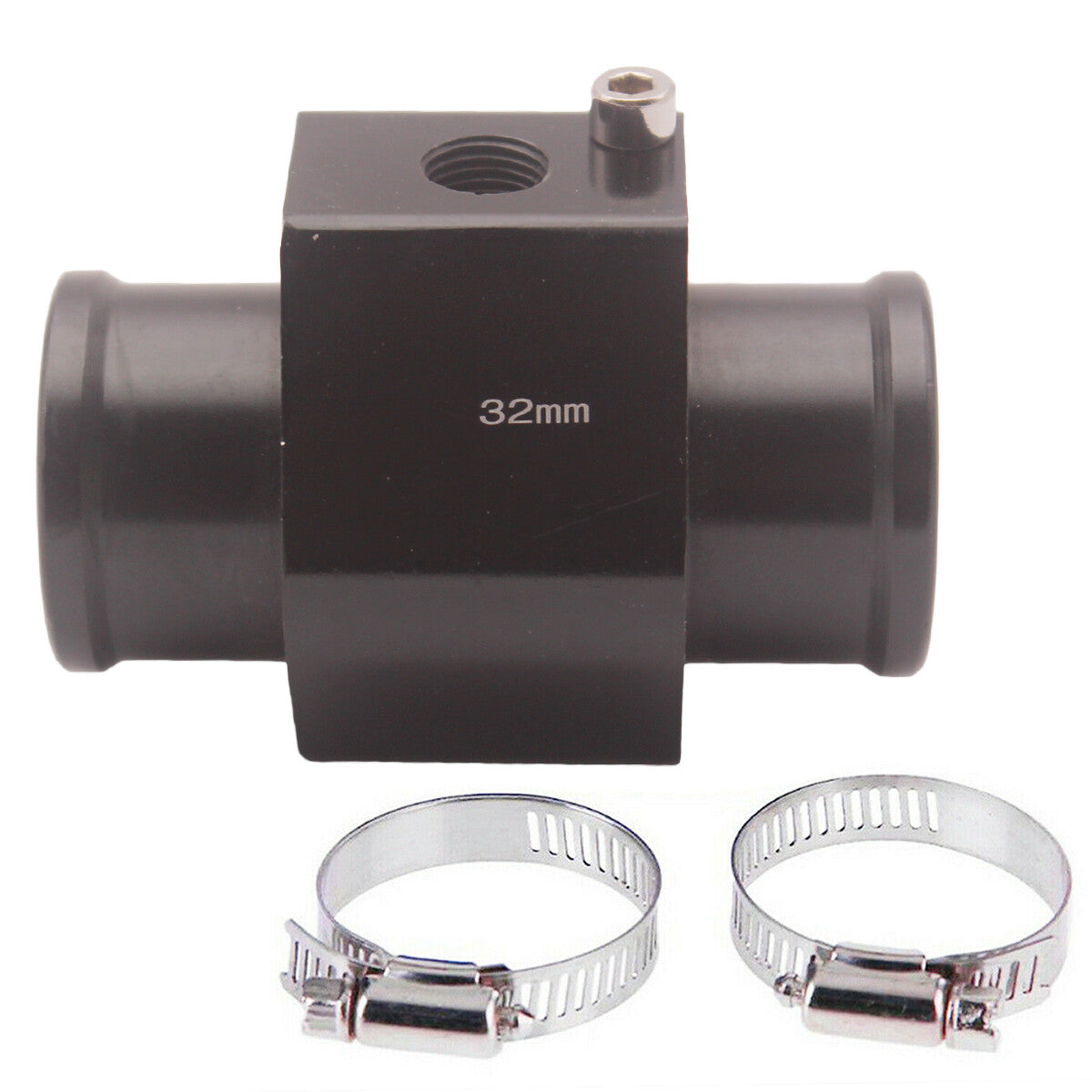 Car 32mm Water Temperature Sensor Gauge Joint Pipe Radiator Hose Adapter black n