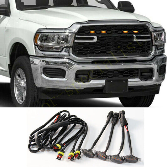 for Ram 2500 2019-2024 smoke Style Front Grill LED Marker Light Kit