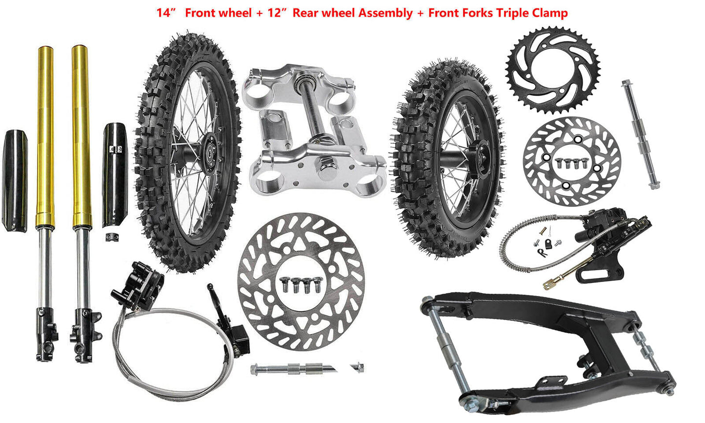 Front Fork Swingarm Kit 14 12 Wheel 60/100-14 80/100-12 Assembly CRF70 CRF110