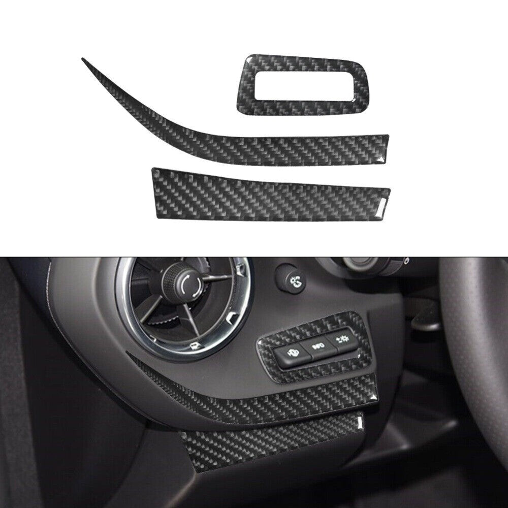 3x Steering Wheel Left Panel Trim Carbon Fiber For Camaro 16-2018 New n