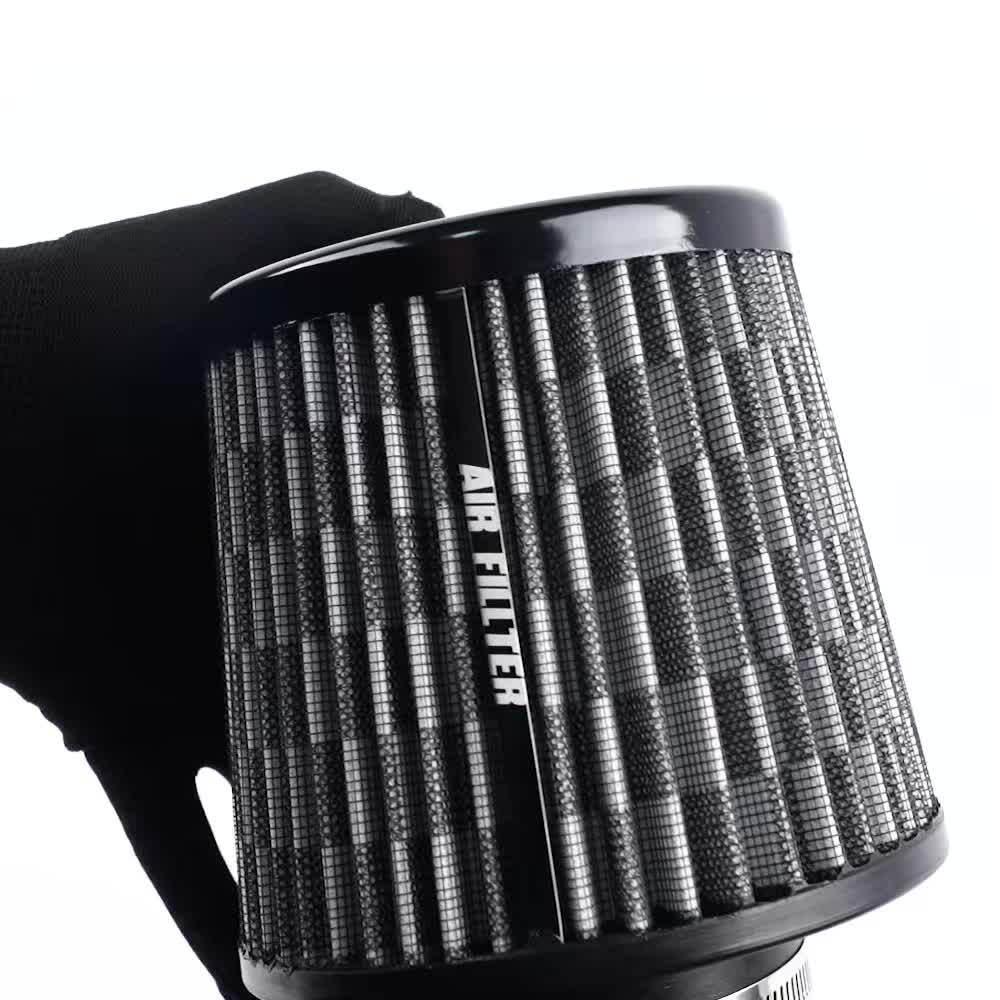 Black 3 76mm High Flow Inlet Cold Air Intake Cone Replacement Dry Air Filter Q