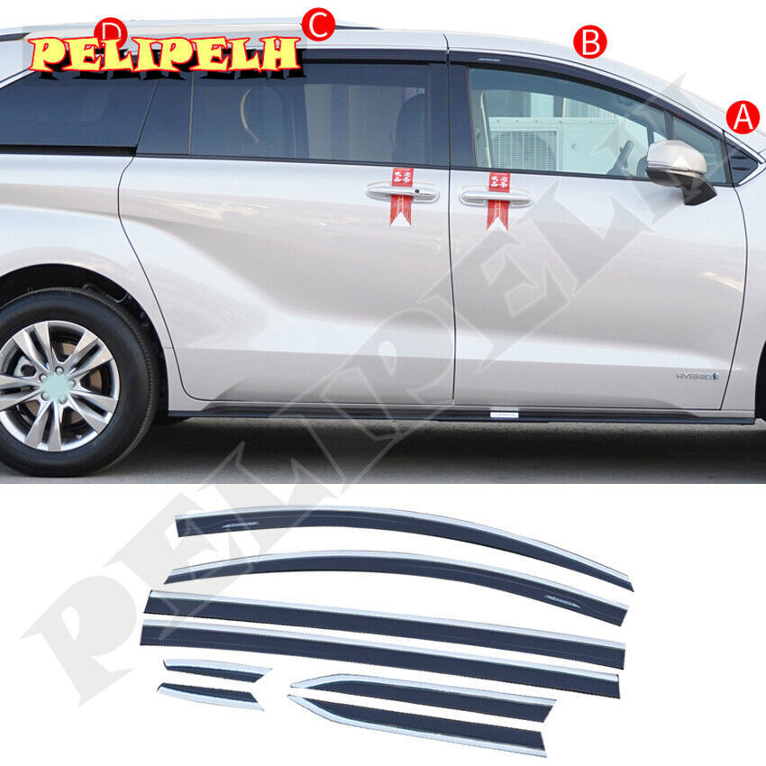 for Toyota for Sienna 2021-2024 ABS Window Visor Vent Shades Sun Rain Guard 8PCS
