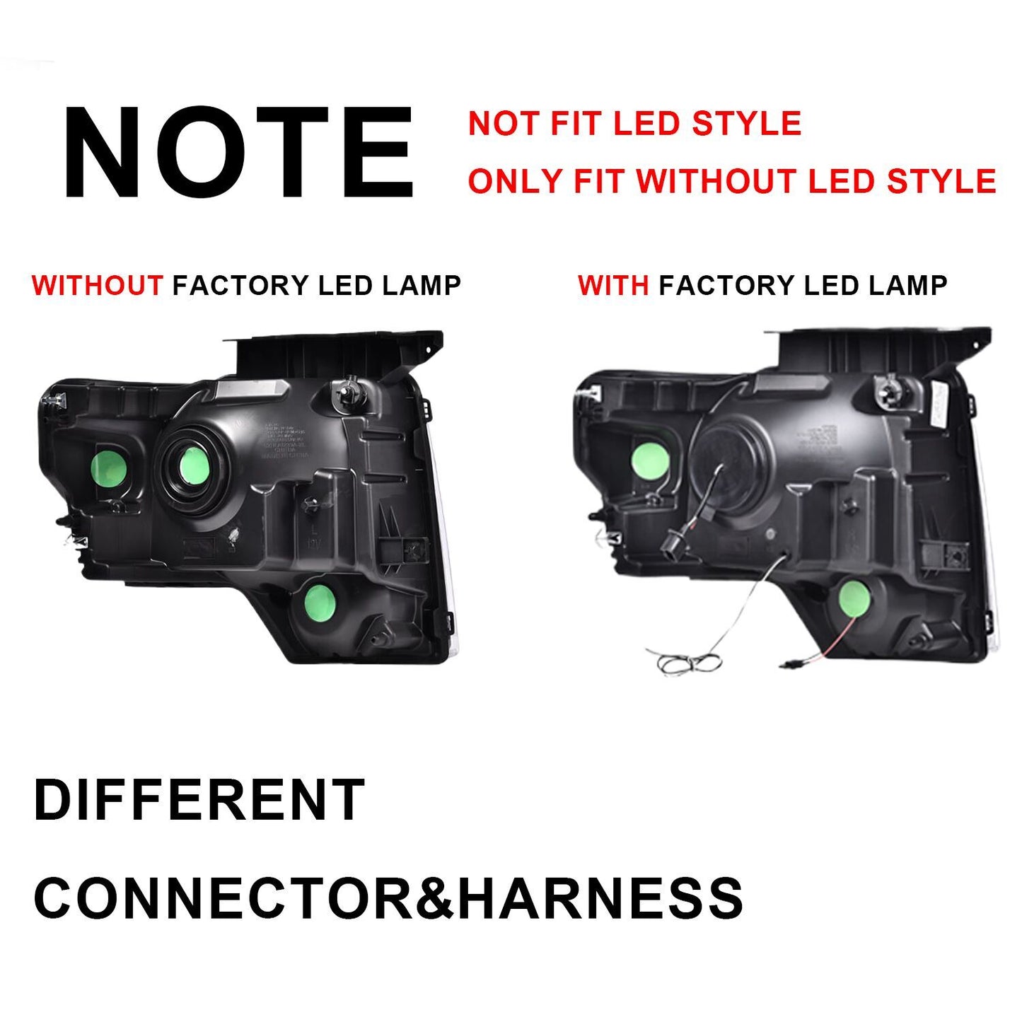 Suitable for 2009-2014 F150 pickup left and right black headlight components- v