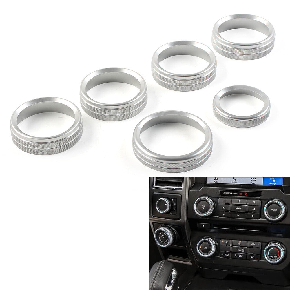 for ford  F150 XLT 2015-2020 6Pcs Air Conditioner Switch CD Button Ring Knob Trim