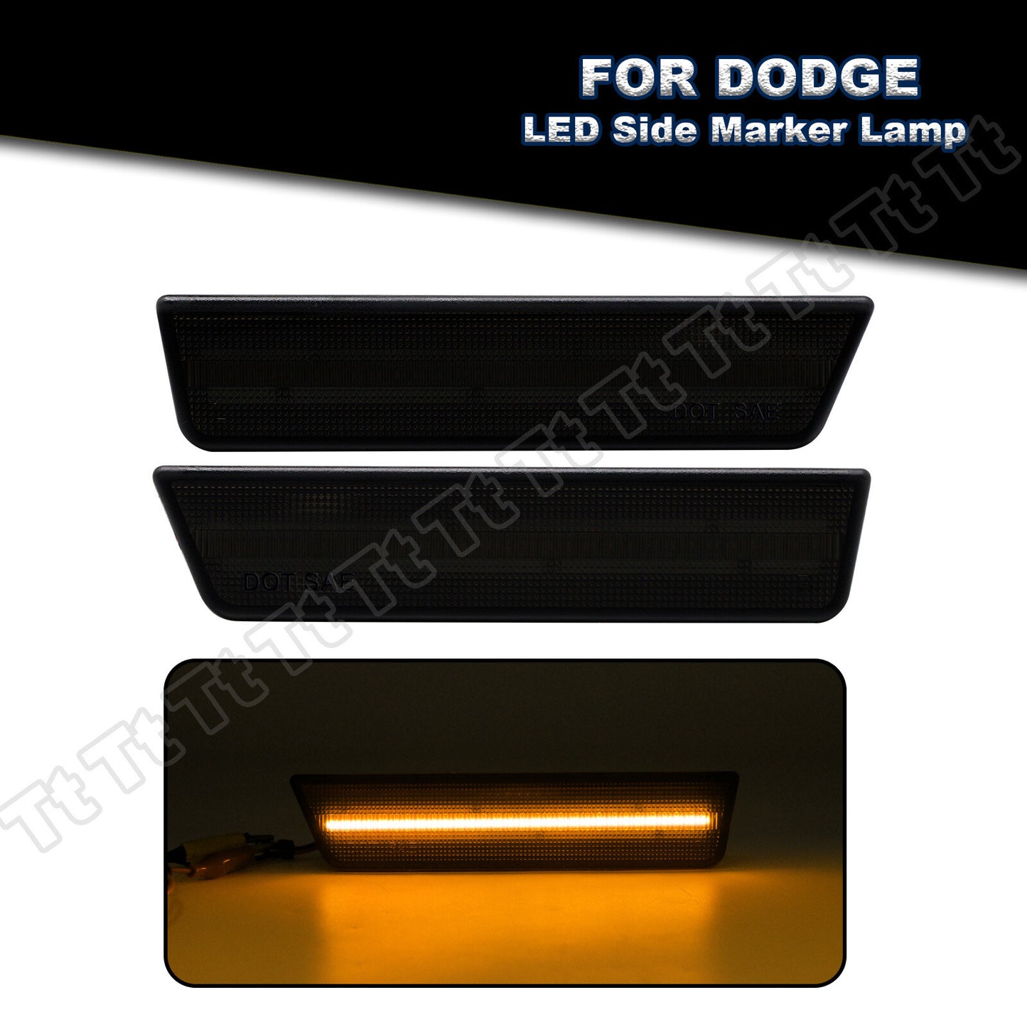 Pieces Smoked Lens Front Bumper LED Side Marker Lights for 2008 - 2014 for Dodge for Challenger - v